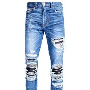 Amiri leather patch jeans